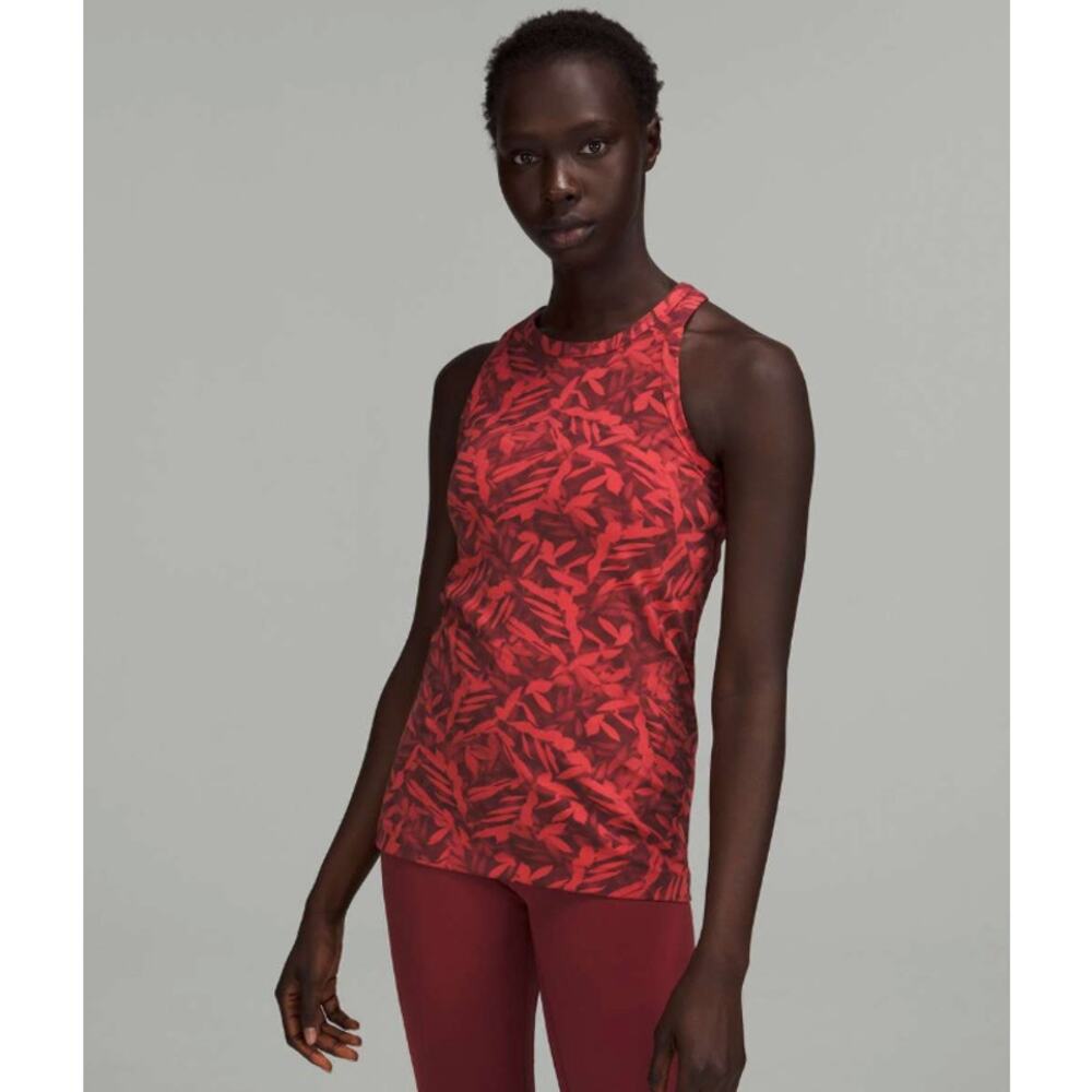 NWT Lululemon Align Hip-Length Racerback Tank Top Spray Leaf Fireside Red Size 2